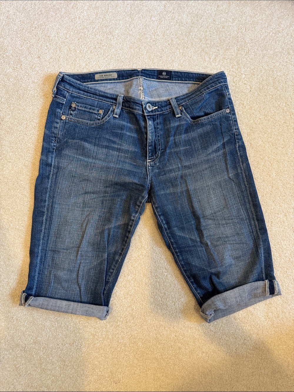 AG The Malibu Blue Denim Bermuda Length Shorts